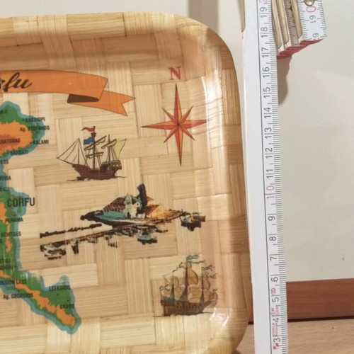 Bamboo Serving Tray like new, Corfu souvenir