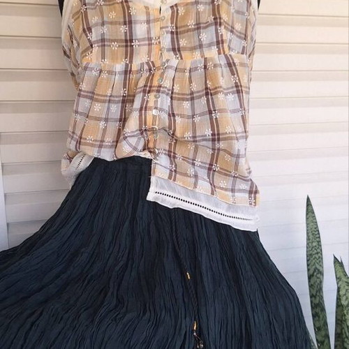Boho style skirt and romantic top set, new, green and yellow