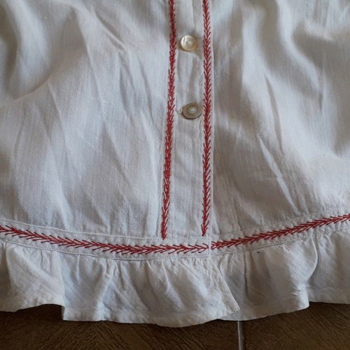 Vintage cotton shirt white with crochet lace used, size S