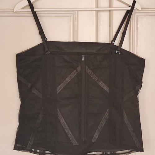 Fransa black bustier top like new, removable straps, lace details