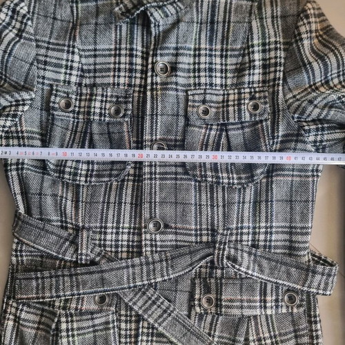 Women's checked fabric jacket used, size L, missing one sleeve button