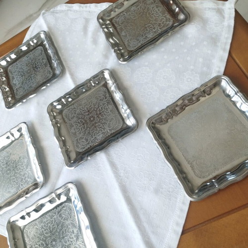 Set of 6 Square Rostfrei 18/C Serving Plates like new