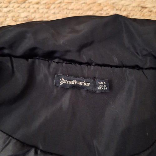 Stradivarius women's medium-length jacket like new, black, thick with high collar