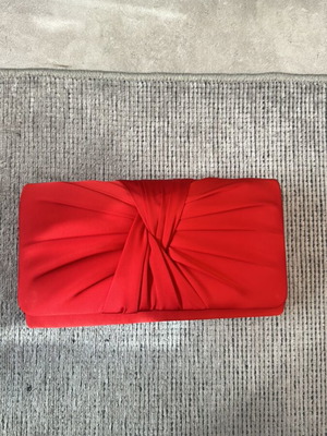 Red satin clutch bag like new