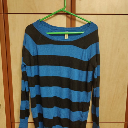 Pull & Bear striped long-sleeve shirt size S like new, black and blue