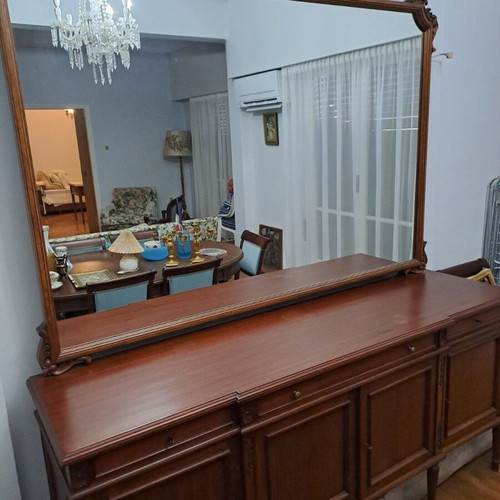 Classic vintage solid wood buffet with large mirror used