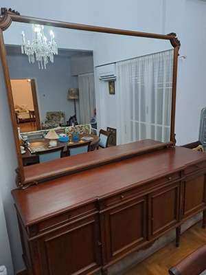 Classic vintage solid wood buffet with large mirror used