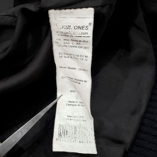 Jack & Jones men's leather bomber jacket like new, size M, black