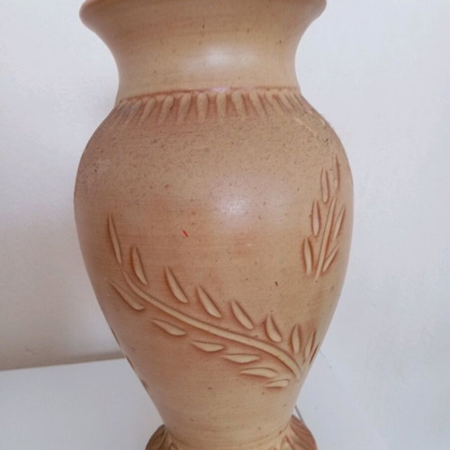 Handmade vintage clay vase like new, 1960s, height 22 cm