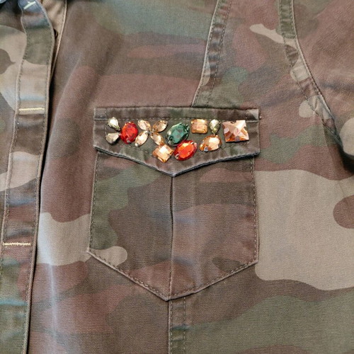 Zara army shirt with strass like new, size XS
