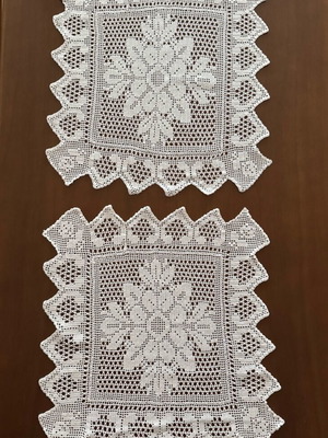 Set of two handmade white napkins like new, 41x41 cm
