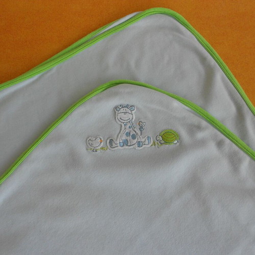 Baby cuddle blanket like new, cotton, blue with green details 104x90cm