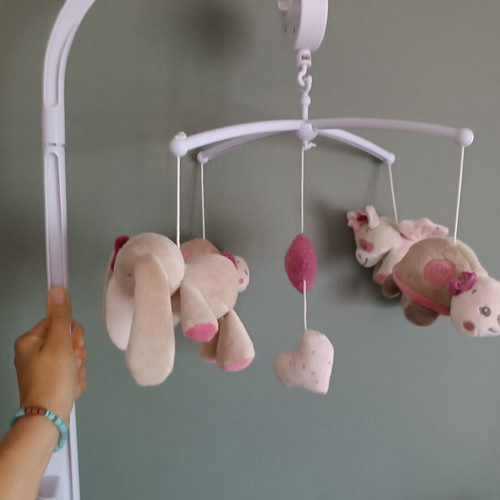 Nattou Musical Baby Crib Mobile like new, washable plush toys