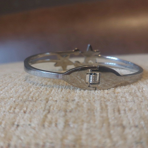 Silver cuff bracelet with star and rhinestones like new