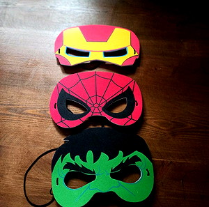 Σετ 3 Παιδικές μάσκες Spiderman, Flash, Hulk της Marvel