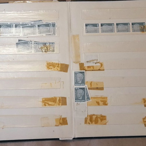 Vintage IKA Stamp Album like new with 300 Greek drachma stamps