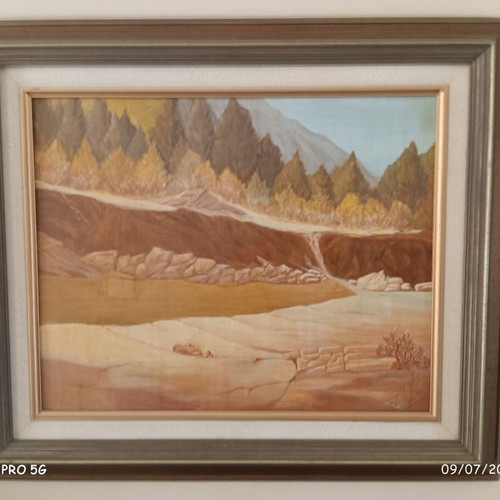 Original Painting Mountain Landscape by I. Michalopoulos like new, framed 67x57 cm