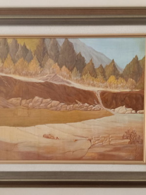 Original Painting Mountain Landscape by I. Michalopoulos like new, framed 67x57 cm