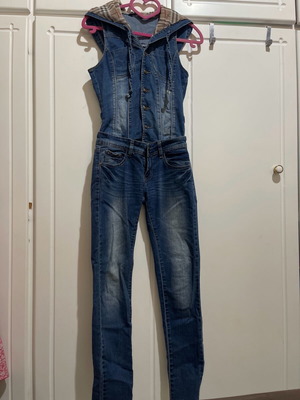 Denim women's jumpsuit used, size small, blue