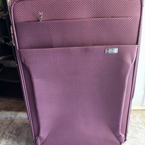 XL Suitcase used, large fabric travel bag purple