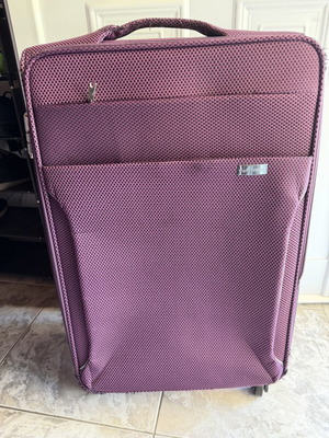 XL Suitcase used, large fabric travel bag purple