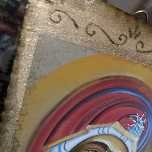 Virgin Mary icon on wood 15x20cm, new