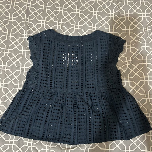 Mango summer top, size S, blue, cropped style