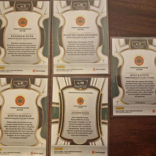 Panini Euroleague Select Panathinaikos lot of 5 cards new