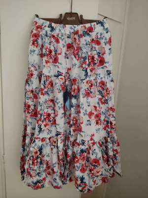 Funky Buddha Long Floral Skirt like new, one size, white
