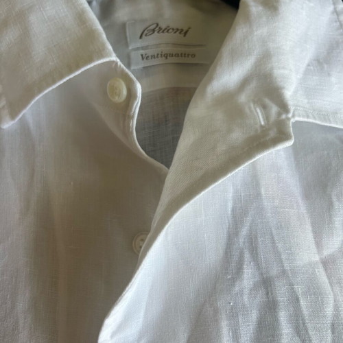 Brioni Ventiquattro Linen Shirt White Size L like new