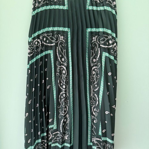 Zini pleated skirt with paisley print like new, green