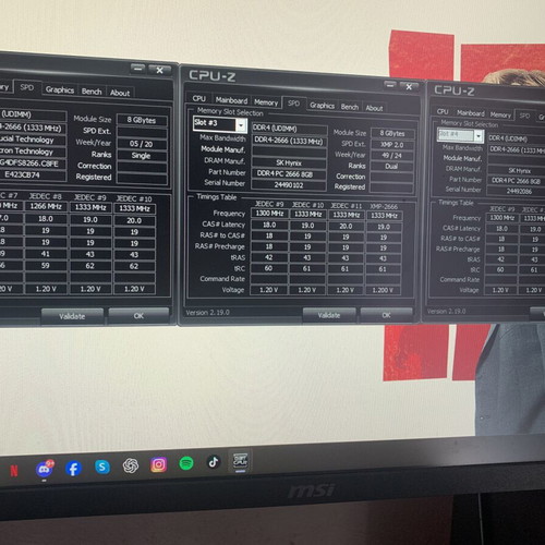 Ram 3 sticks 8GB 2666MHz used