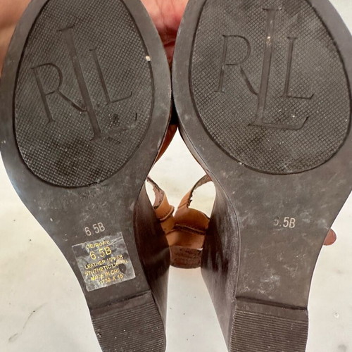 Ralph Lauren leather platform sandals like new, size 37, brown