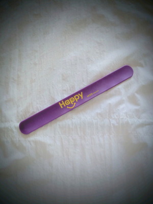 Slap bracelet "Happy" like new, purple-fuchsia
