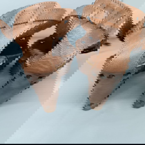 Кожени сандали на висок ток Carlo Pera употребявани, кафяви, номер 38