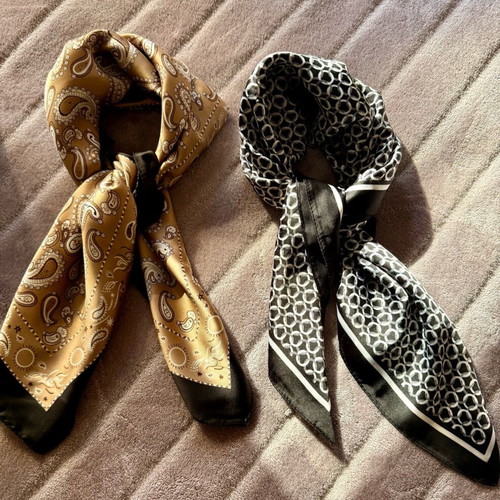 Scarves new, black and beige, set of 2 pieces