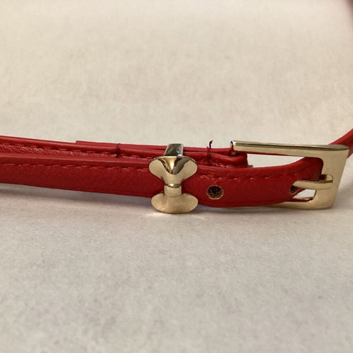 Red Thin Belt with Gold Buckle Like New