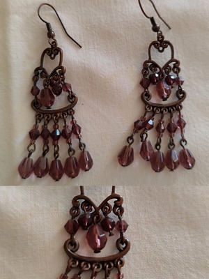 Boho style earrings in purple shade like new