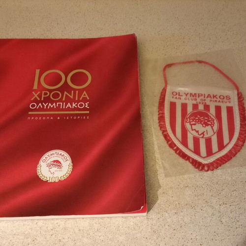 100 Years Olympiakos Book with Gift Banner Like New