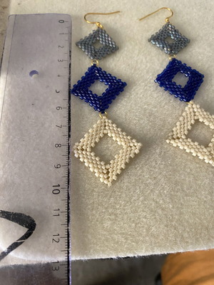 Handmade Long Earrings with Geometric Miyuki Delica Beads