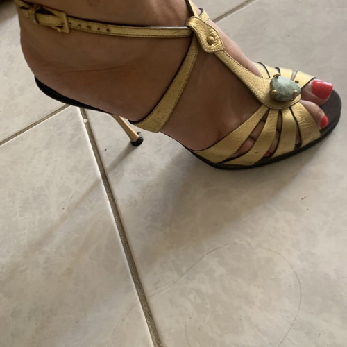 Valentino Garavani leather sandals used, gold color, size 38