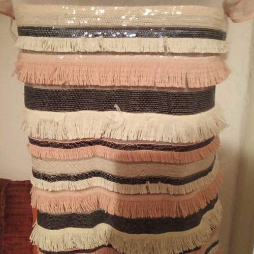 Dress with fringes and sequins used, size M, multicolor