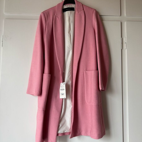 ZARA coat new with woven pattern pink size medium