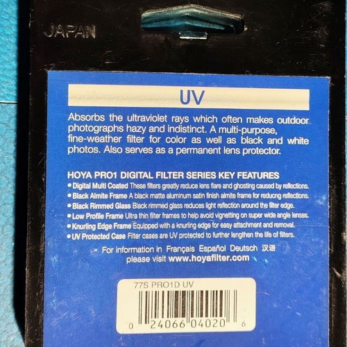 Hoya PRO1 Digital Filter UV 77.0s SLR lens filter like new
