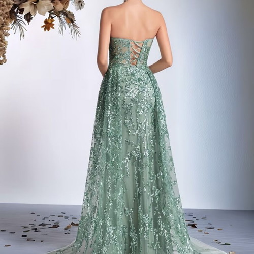 Shein maxi dress like new, strapless mint green with sequins