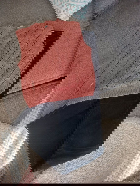 Set jeans με μανίκι μπλουζάκι πλεκτο
