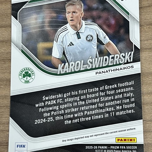 2025-26 Panini Prizm FIFA Soccer Card Karol Swiderski like new
