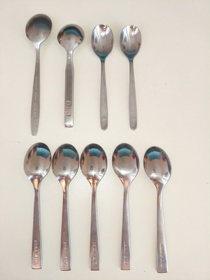 Collectible airline spoons set of 9 used, 7 IRANAIR 2 KLM from 1970