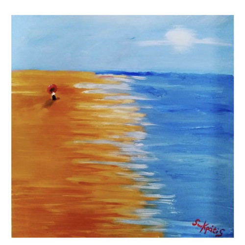 Beach Thoughts Original Oil Painting by Swkpatis New
