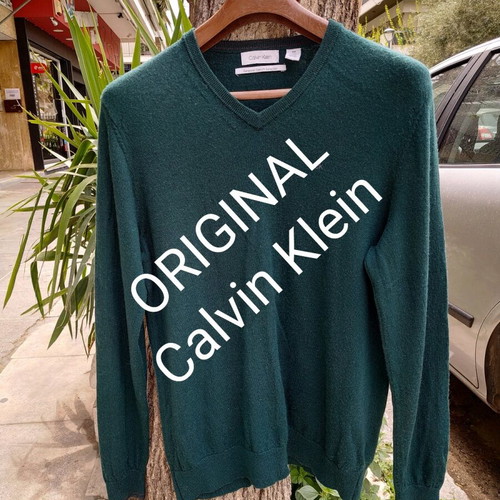 Calvin Klein 100% merino sweater used, size M, green